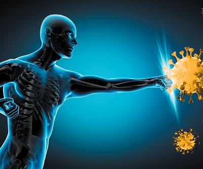 Illustration of the immune system protecting the body from infections.